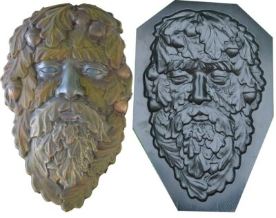 Schimmel Grün Mann Gesicht Plakette Alter Mann Baum Holz Geist Gesichter Greenman D31