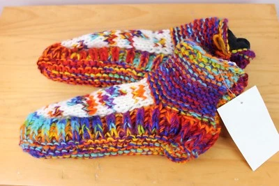 HANDMADE HANDGEMACHTE FAIRTRADE-WOLLFLEECE-GEFÜTTERTE KUSCHELIGE ZEHEN SLIPPER BETTSOCKEN GRÖSSE 4-8 NEPAL