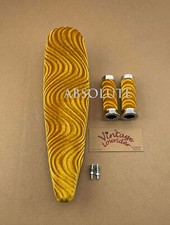 20" VINTAGE LOWIRDER GOLD VELOUR BANANA SEAT W/ LOWRIDER GRIPS FOR 20" BICYCLE.
