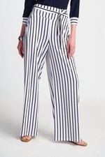 Joseph Ribkoff Striped High-Waist Belted Wide-Leg Pants Size 6 UK 8 