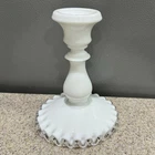 Vtg Fenton Silver Crest White Milk Glass Candlestick Holder 5.5” in EUC!