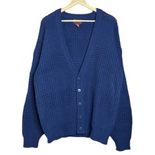 Vintage 90s High Sierra Chunky Knit Cardigan Sweatshirt Mens Large Navy Blue