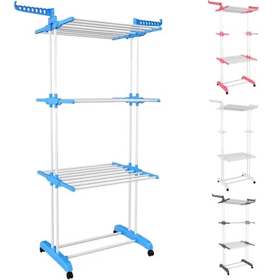 MEDIAWAVE STORE Stendibiancheria 3 Piani Stendino Verticale Chiusura Salvaspazio 172x47x62 cm