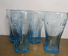 Vintage Libbey Coca Cola Glasses Light Blue Tinted - Set Of 4