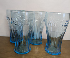 Vasos de Coca Cola Libbey vintage teñidos azul claro - Juego de 4