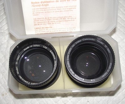 RAYNOX 1.5X TELE & 0.65X WIDE ANGLE LENS ADAPTERS MODEL ST-1001 F SONY CAMCORDER