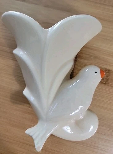 Vintage Cream McCoy Bird Wall Pocket Vase Mid-century Ceramic 6”