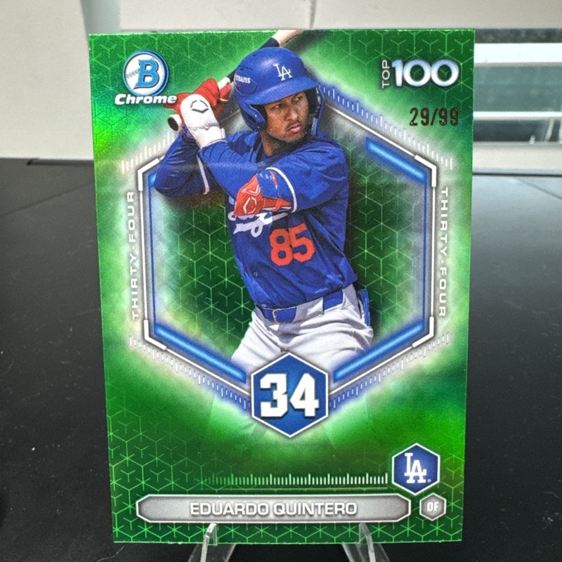Eduardo Quintero 2026 Bowman Chrome Top 100 Prospects Green Refractor /99