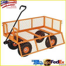Steel Garden Cart 900lb Capacity Heavy Duty Yard Wagon Utility Cart 10in Tires