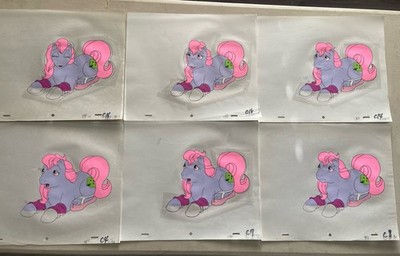 6 Vintage My Little Pony Production Cartoon Animation Cell Clover Pony 90 s