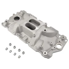 For SBC Chevy V8 305 327 350 400 57-86 Satin Aluminum Dual Plane Intake Manifold