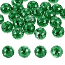 Disco Ball Beads, 50 Pcs 16mm Acrylic Mirror Ball Charm, Green