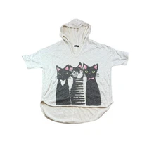Inoah Short Sleeve Hoodie Women's Size XL Art To Wear Cat Hoodie Made in USA