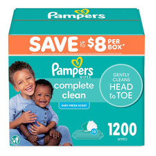 Pampers Scented Baby Wipes, Baby Fresh 1200 ct. Hypoallergenic, 0 alcohol
