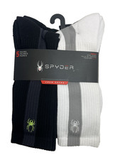 New SPYDER Men's Shoe Size 6-12 Cushion Crew Socks 5-Pairs Multicolor w/Logo