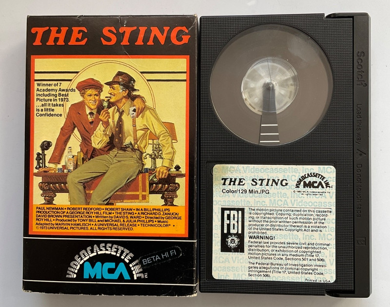 The Sting - Robert Redford, Paul Newman Betamax Beta Tape (Not VHS)