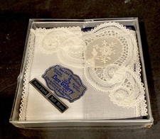 VTG Brussels Lace Handkerchief Mid 20th Century By La Nationale 8.5 x8.5