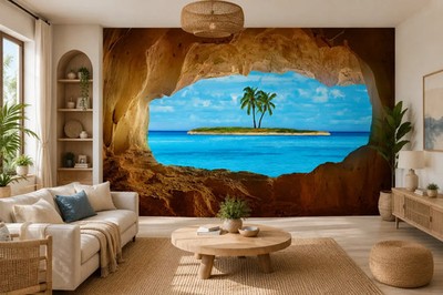 Tropical Island Tapete Wandbild 366x254cm Urlaub Meer Strand Wandbild Blau