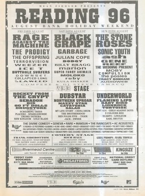 BABK3 ADVERT 15X11 READING 1996 - CONCERT DATES - THE PRODIGY - BLACK GRAPE