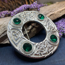 Celtic Knot Brooch Irish Scottish Round Large Pin PEWTER