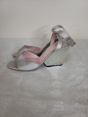 Kate Spade New York Isadora Ivory Satin Clear Stoned Wedge Heels 