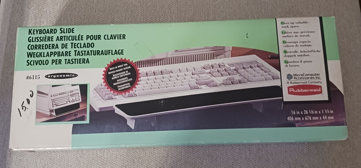 NIB-RubberMaid 6115 Keyboard Slide Tray Under PC Retractable