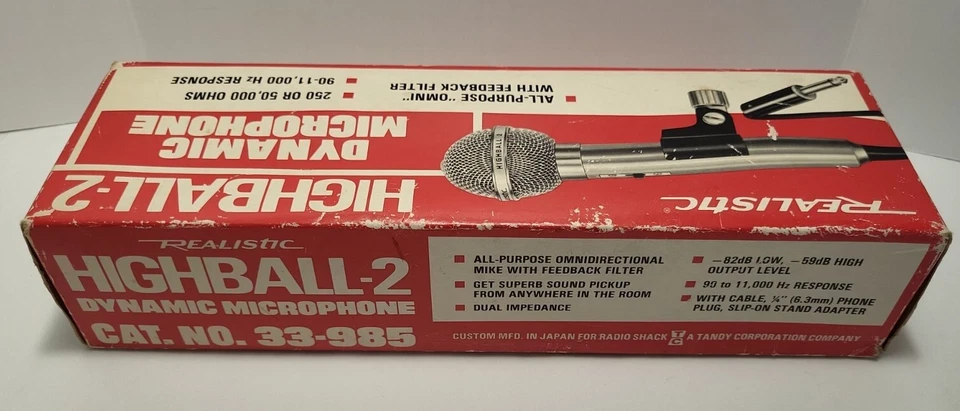 Vintage REALISTIC Highball-2 Dynamic microphone Cat. No. 33-985 in box, Japan - Image 2 of 4
