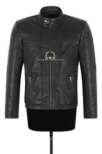 Herren Lederjacke schwarz Sattelnaht klassische Mode Jumbo Style Jacke