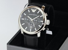 Emporio Armani AR0431 Chronograph Black Leather Classic Men's Watch on Now  for sale online | eBay