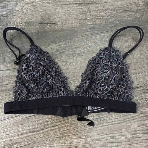 Out From Under UO Damen Schwarz Blumen Spitze Stretch Triangel Bralette Größe S