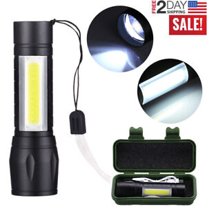 Portable XPE COB LED 3 Modes Mini USB Rechargeable Flashlight Torch Zoom Lamp ld