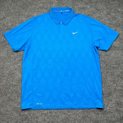 Nike Tiger Woods Collection Shirt Mens XL Golf Polo Blue Diamond