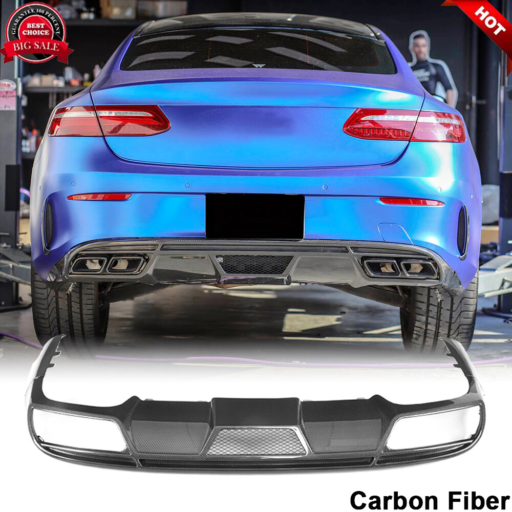 For Benz C238 A238 E300 E400 Sport REAL CARBON Rear Bumper Lip Diffuser Spoiler