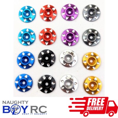 Naughty Boy RC Buggy Wing Mount Buttons Aluminum Stay Washer Pair 1/10 1/8 (2)