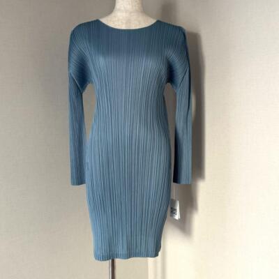 Pleats Please Issey Miyake Long Sleeve Knee Length Tight Dress