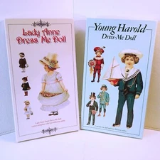 Lot(2) Young Harold '91 + Lady Anne '89 Dress-Me Paper Doll Boxed Kits Used-Cut