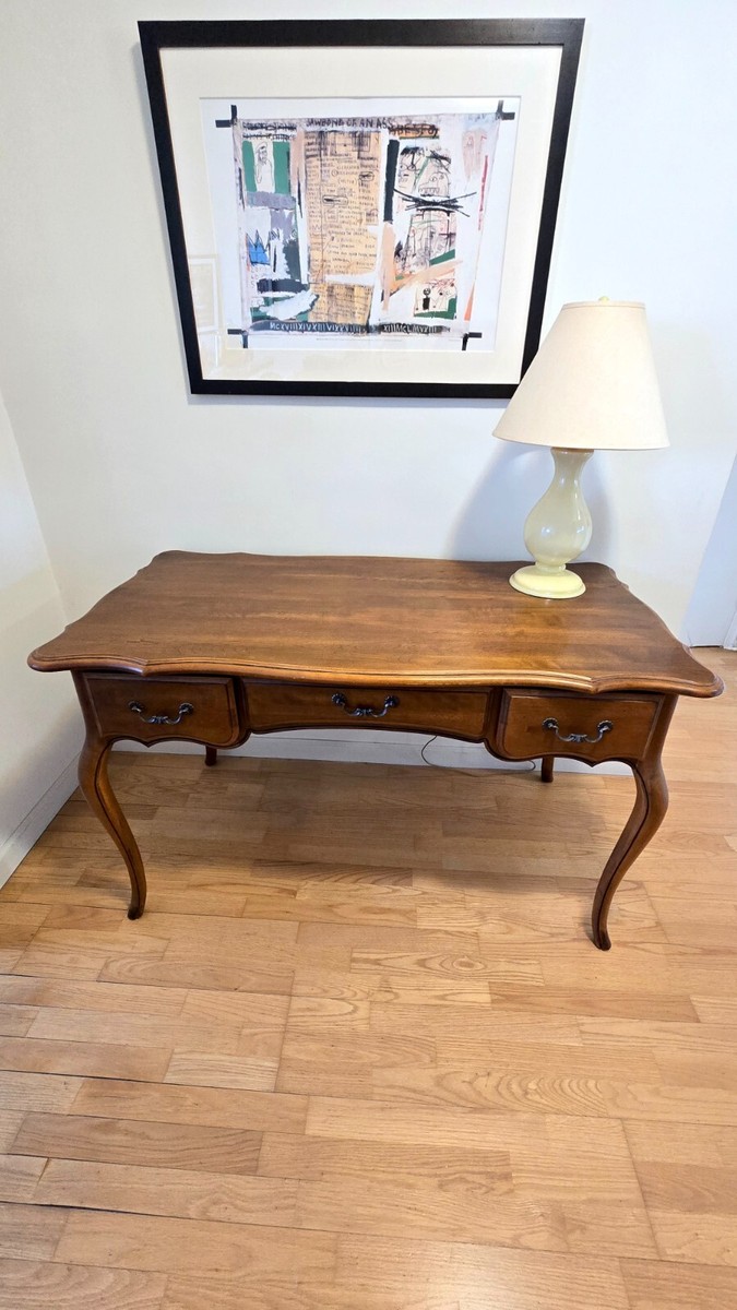 VINTAGE ETHAN ALLEN COUNTRY FRENCH BIRCH WRITING DESK & CASSATT