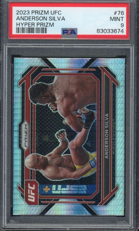 Anderson Silva Card 2023 Prizm UFC Hyper Prizm #76 PSA 9