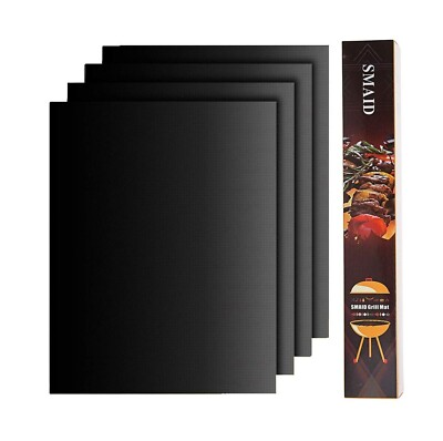 #ad Grill Mat Set of 4 100% Non Stick BBQ Grill Mats Heavy Duty Reusable and Easy $9.99