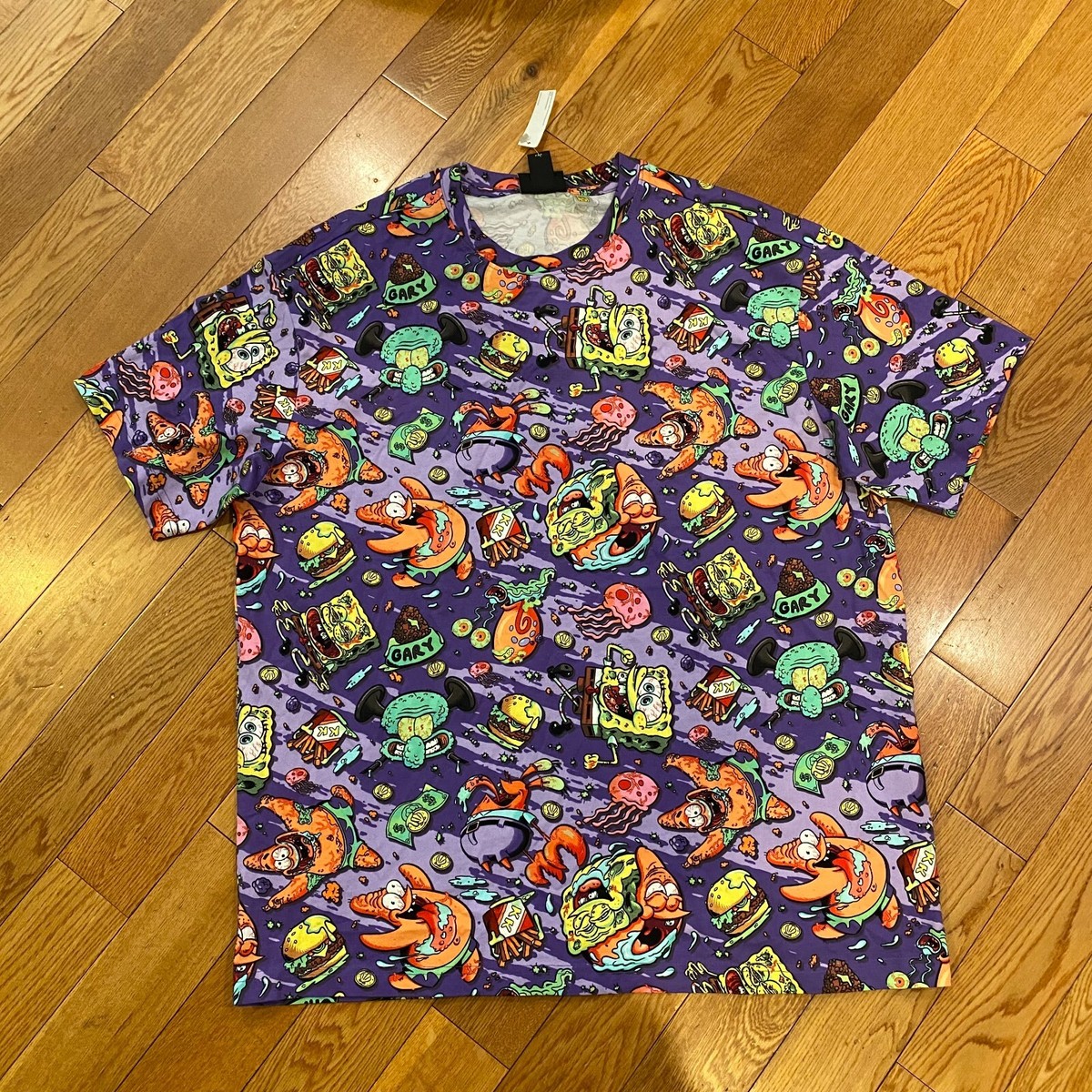 H&M SpongeBob Squarepants TShirt Men’s L Trippy AOP Graphic Relaxed Fit NWT