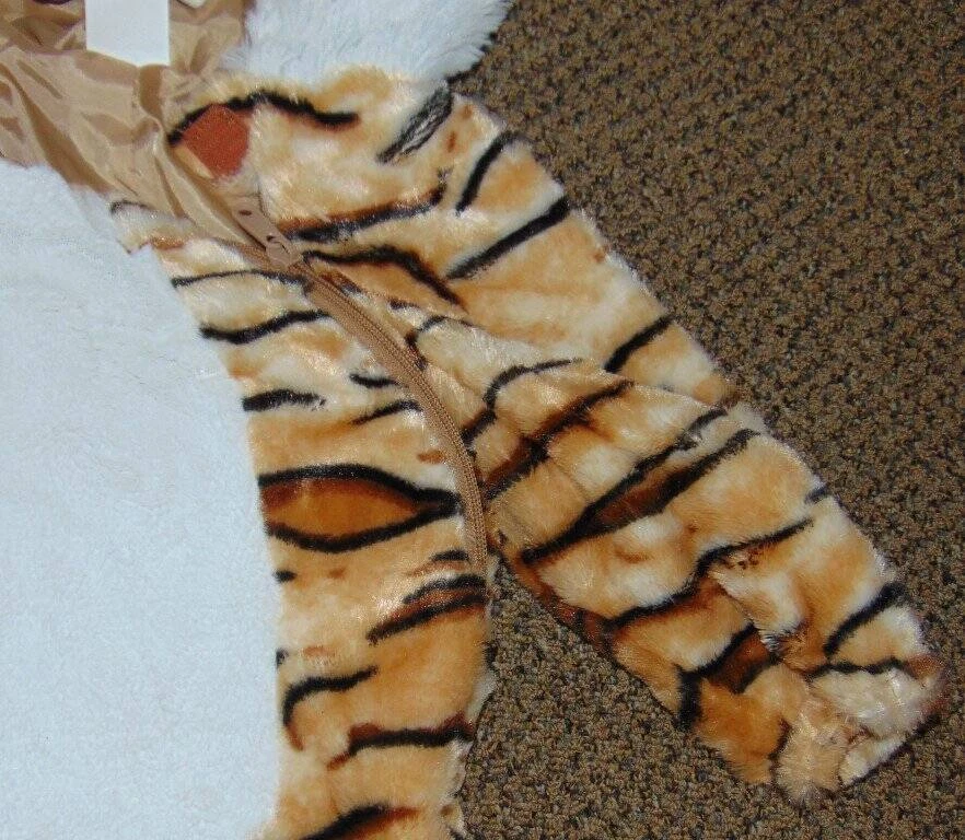 Fantasia de Halloween infantil tigre 12/18 meses marrom 1 peça macacão de pelúcia com capuz - Imagem 4 de 4