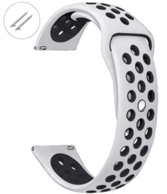 White & Black Silicone Replacement Watch Band Strap Quick Release Pins #4081