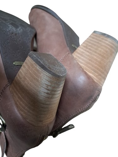Vionic Shoes Womens Boots Size 9.5 Rory Buckle Back Zip Block Heel Brown Leather - Picture 10 of 12