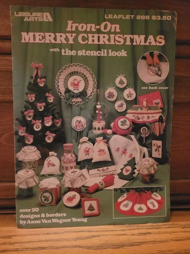 Vintage iron on transfers Christmas stencil look Book New