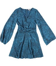 GUESS Womens Chloe Twist-Front Jacquard Mini Dress, brightblue, M