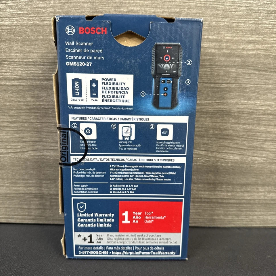 Bosch 4-in Scan Depth Electric/Metal/Wood Finder GMS120-27 [Brand New] - Image 2 of 4
