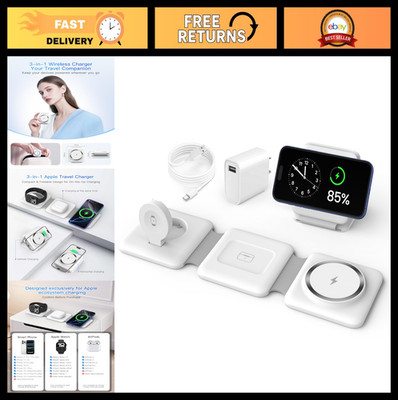 3 in 1 Foldable Magnetic Wireless Charging Station for iPhone, Apple Watch & Air