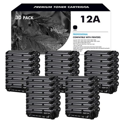 30PK Q2612A Toner Cartridge Compatible for HP 12A MF4350d MF4370dn LaserJet 1020