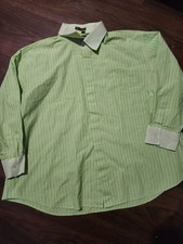 Stacy Adams Dress Shirt Mens 19 34-35 Green Long Sleeves Business Casual