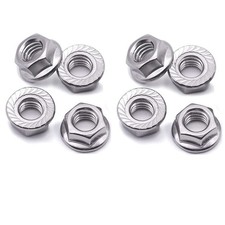 M10 x 1.0mm Fine Pitch Flange Nuts, 8 Pack 304 Stainless Steel Metric Hex New US